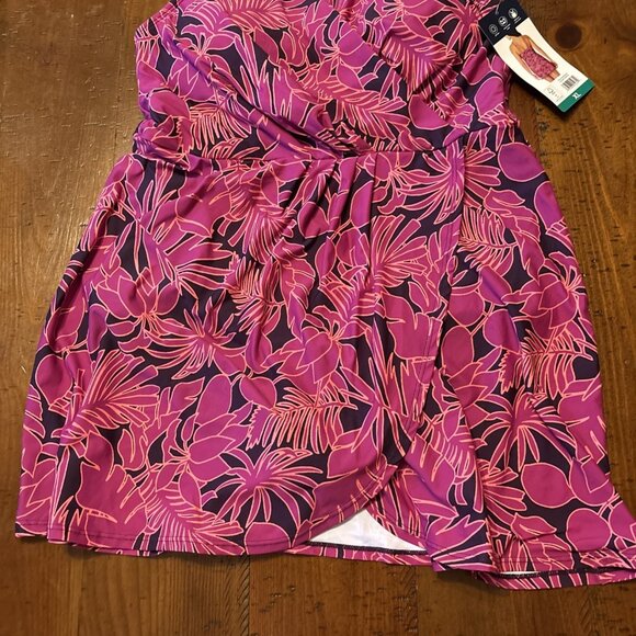 Lands' End Women's UPF 50 Removable Cups Swim Dress, Pink Purple Size XL NWT - Picture 3 of 8